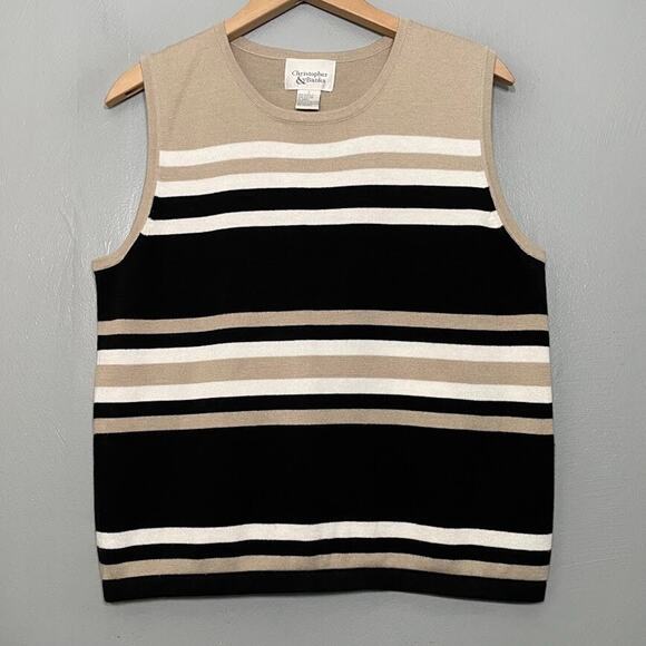 Christopher & Banks Size Large Striped Colorblock Sweater Vest Preppy Old Money - Picture 1 of 7